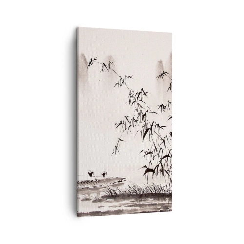 Lærredstryk - Billede på lærred - Stilhed i rismarkerne - 45x80 cm