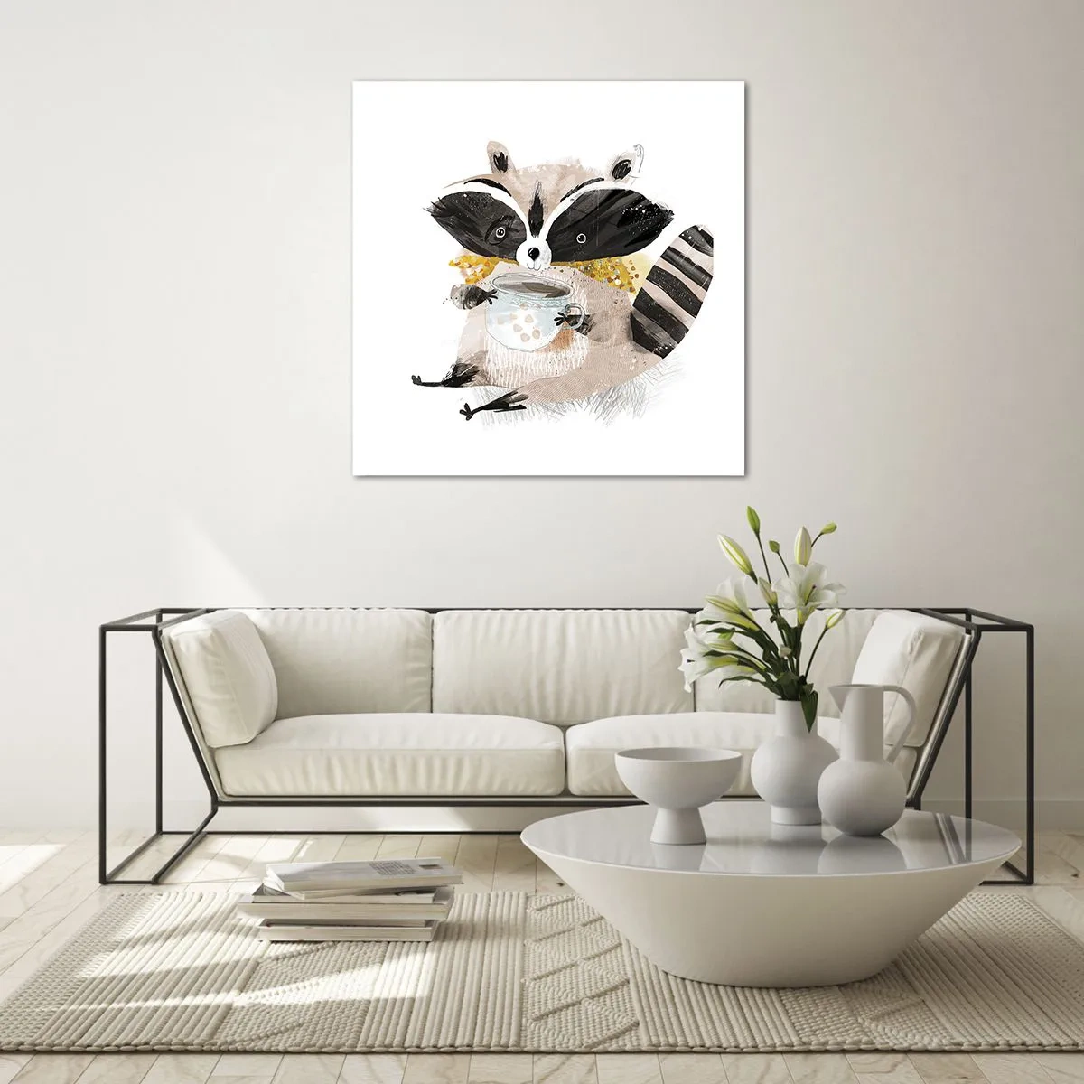 Billede på glas - Min ven vaskebjørnen - 30x30 cm