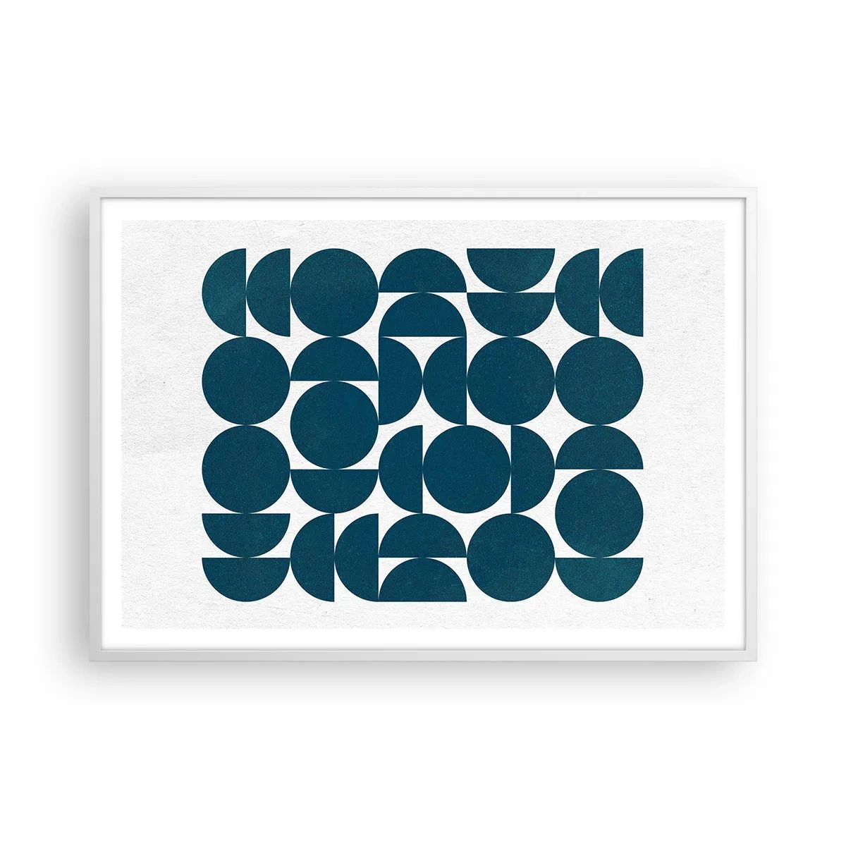 Plakat i hvid ramme - Cirkler og halvcirkler - 100x70 cm