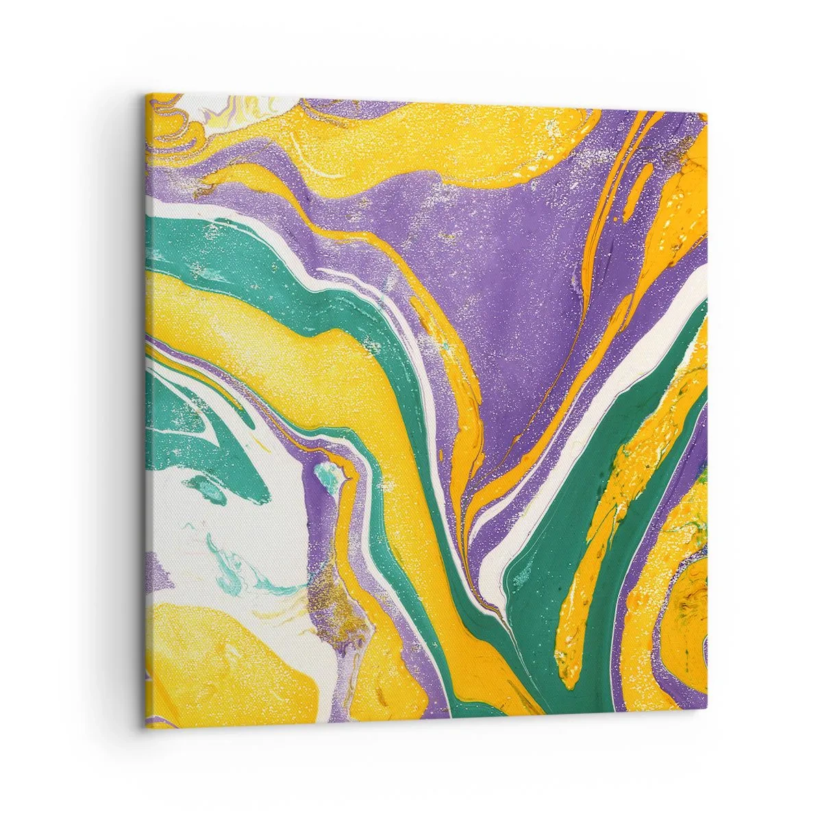 Lærredstryk - Billede på lærred - Bølger af farver - 50x50 cm