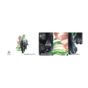 Fototapet Prøve Standard Eco - Vild i hjertet - Sort panter, Dyr, Natur - 100x30 cm
