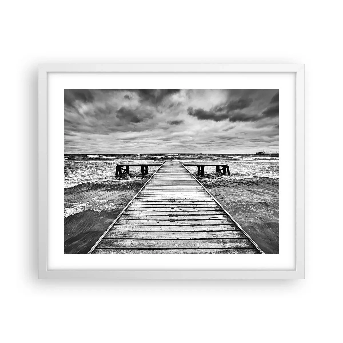 Plakat i hvid ramme - Jeg venter på, at vinden blæser væk... - 50x40 cm