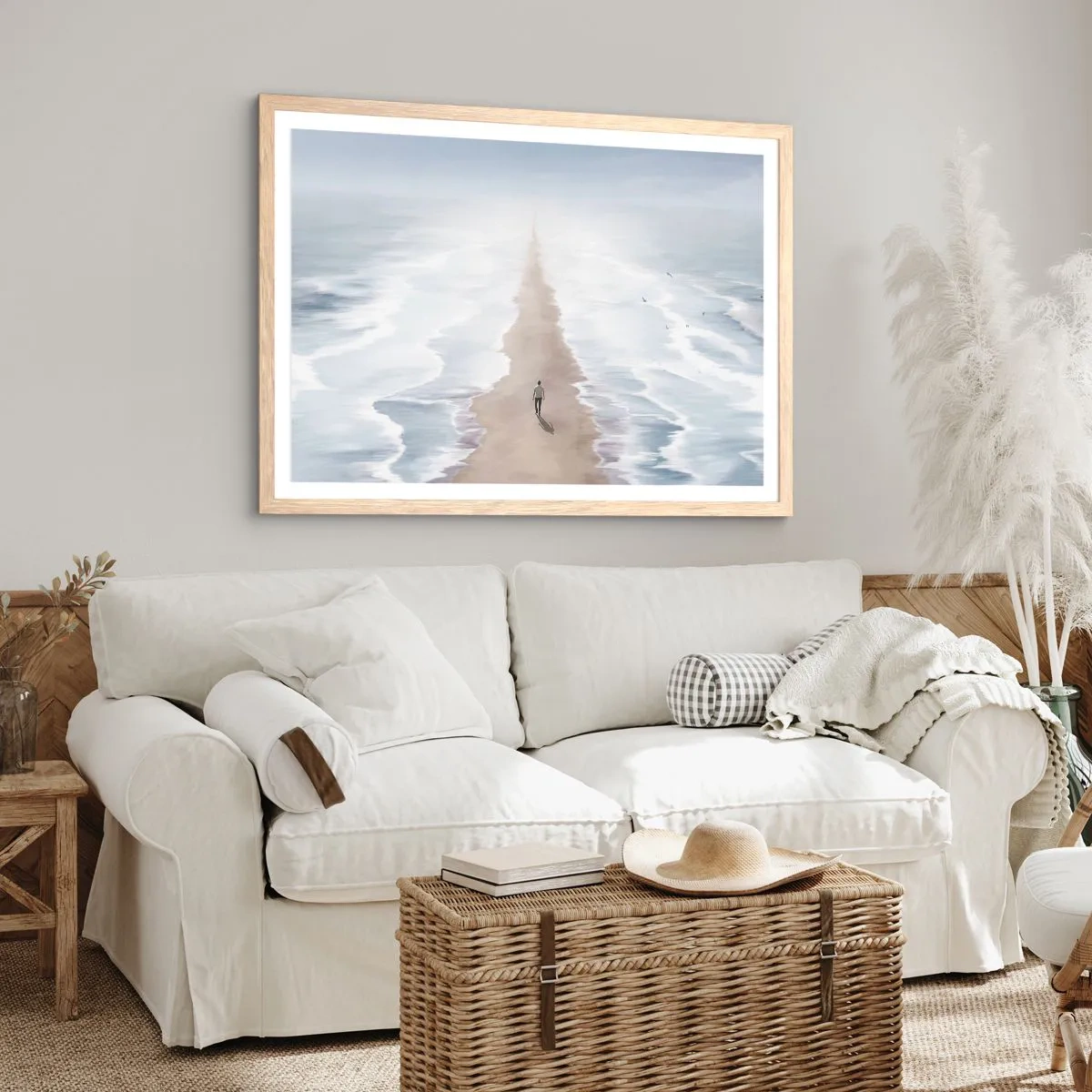 Plakat i ramme af lyst egetræ - Lys fremtid - 91x61 cm