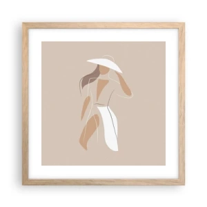 Plakat i ramme af lyst egetræ - Mode er sjovt - 40x40 cm
