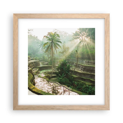 Plakat i ramme af lyst egetræ - Voksende op i solen - 30x30 cm