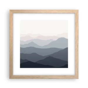 Plakat i ramme af lyst egetræ - Bølger af bjerge - 30x30 cm