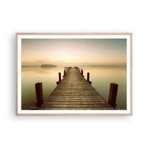 Plakat i ramme af lyst egetræ - Før daggry, daggry, lys - 100x70 cm