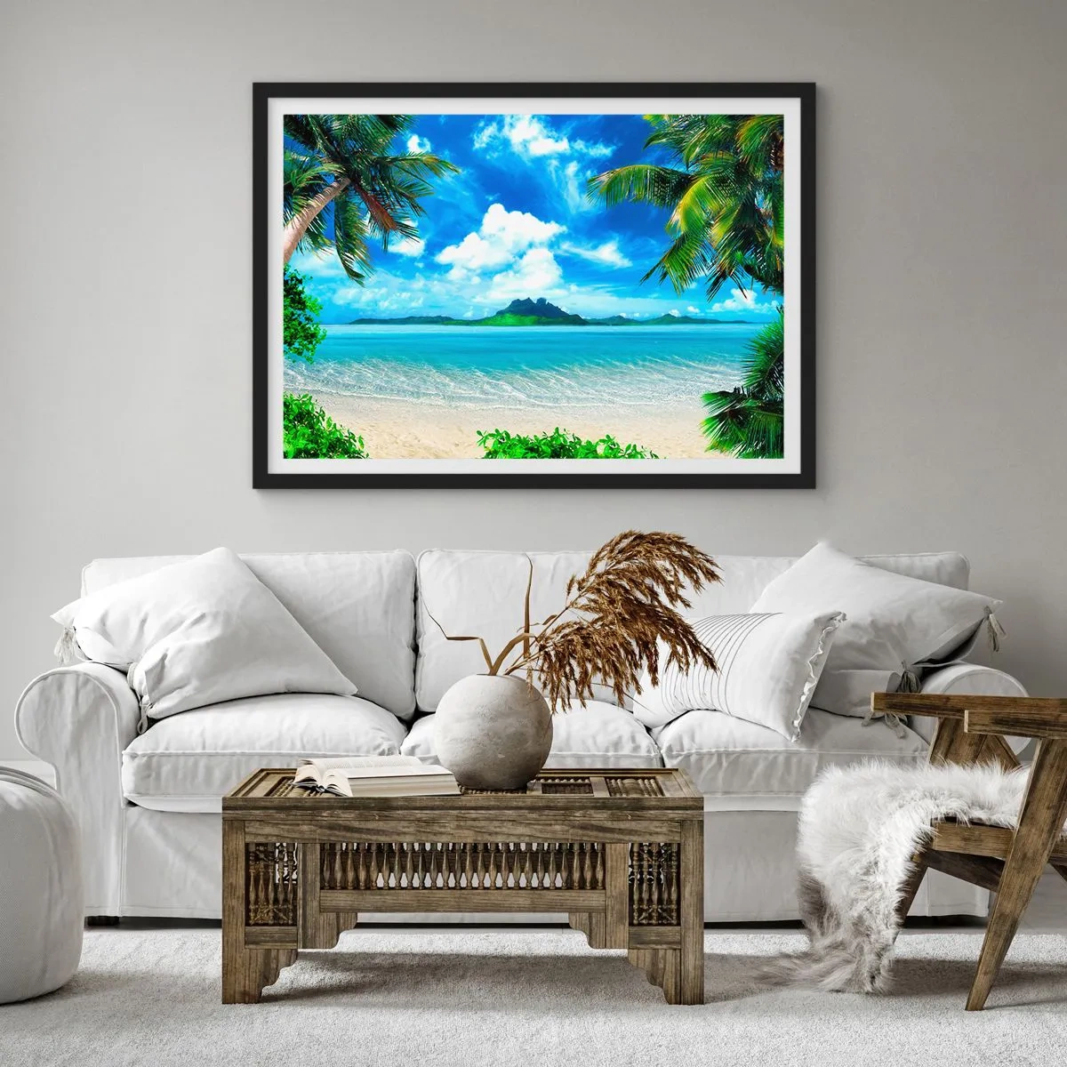 Plakat i sort ramme - Azur i troperne - 91x61 cm