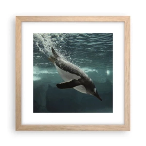 Plakat i ramme af lyst egetræ - Velkommen til min verden - 30x30 cm