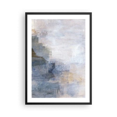 Plakat i sort ramme - Abstrakt komposition i blå og beige nuancer - 50x70cm - Farvetoner og akkorder - Moderne vægdekoration til stue og soveværelse ARTTOR