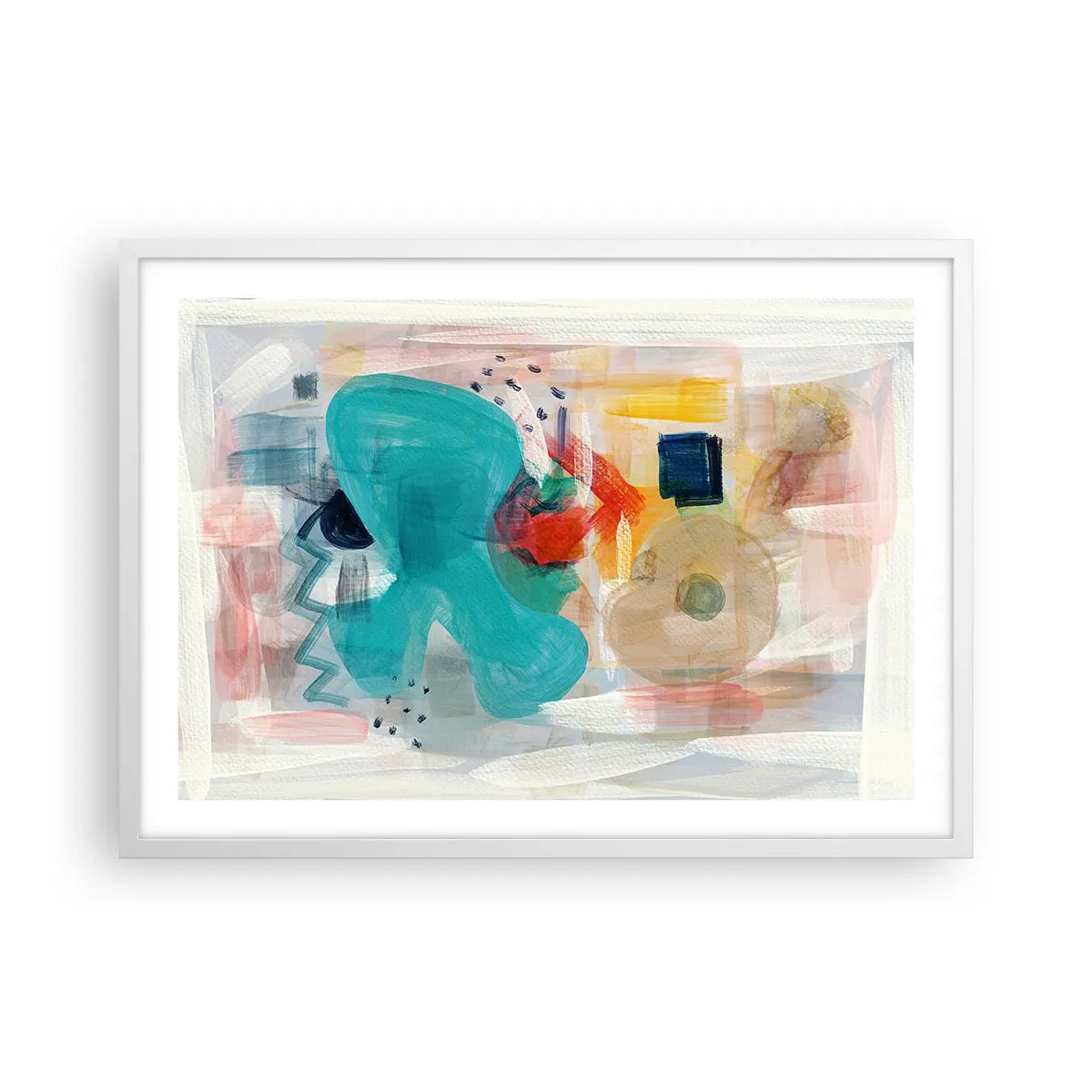 Plakat i hvid ramme - Et farverigt spil - 70x50 cm