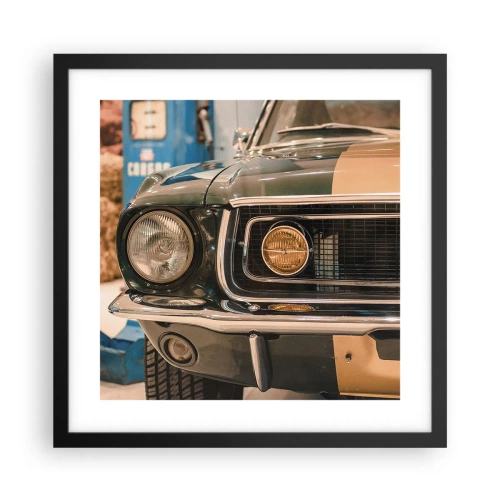 Plakat i sort ramme - Møde med en legende - 40x40 cm