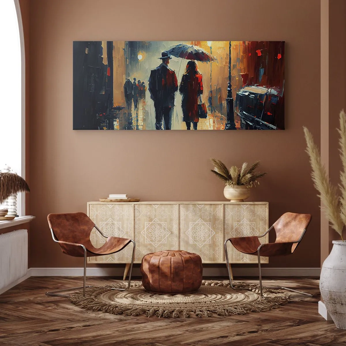 Lærredstryk - Billede på lærred - Urban kærlighedshistorie - 100x40 cm