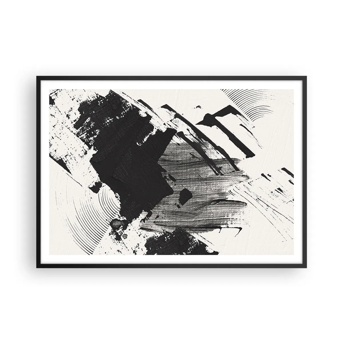 Plakat i sort ramme - Abstraktion - det sortes udtryk - 100x70 cm