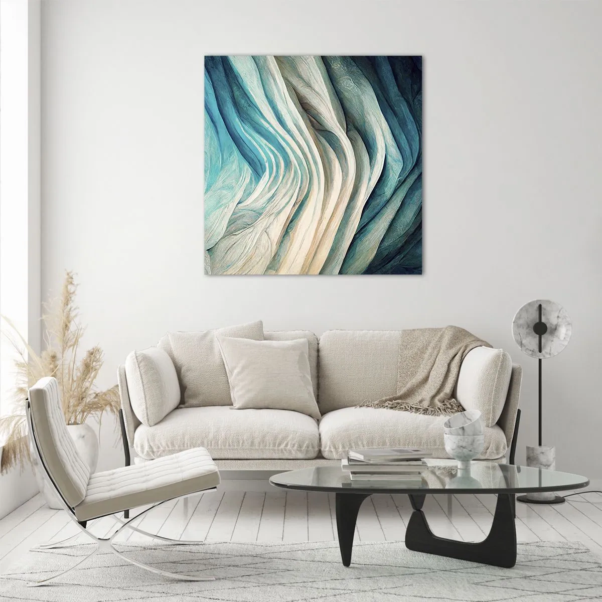 Billede på glas - Blå umættelighed - 70x70 cm