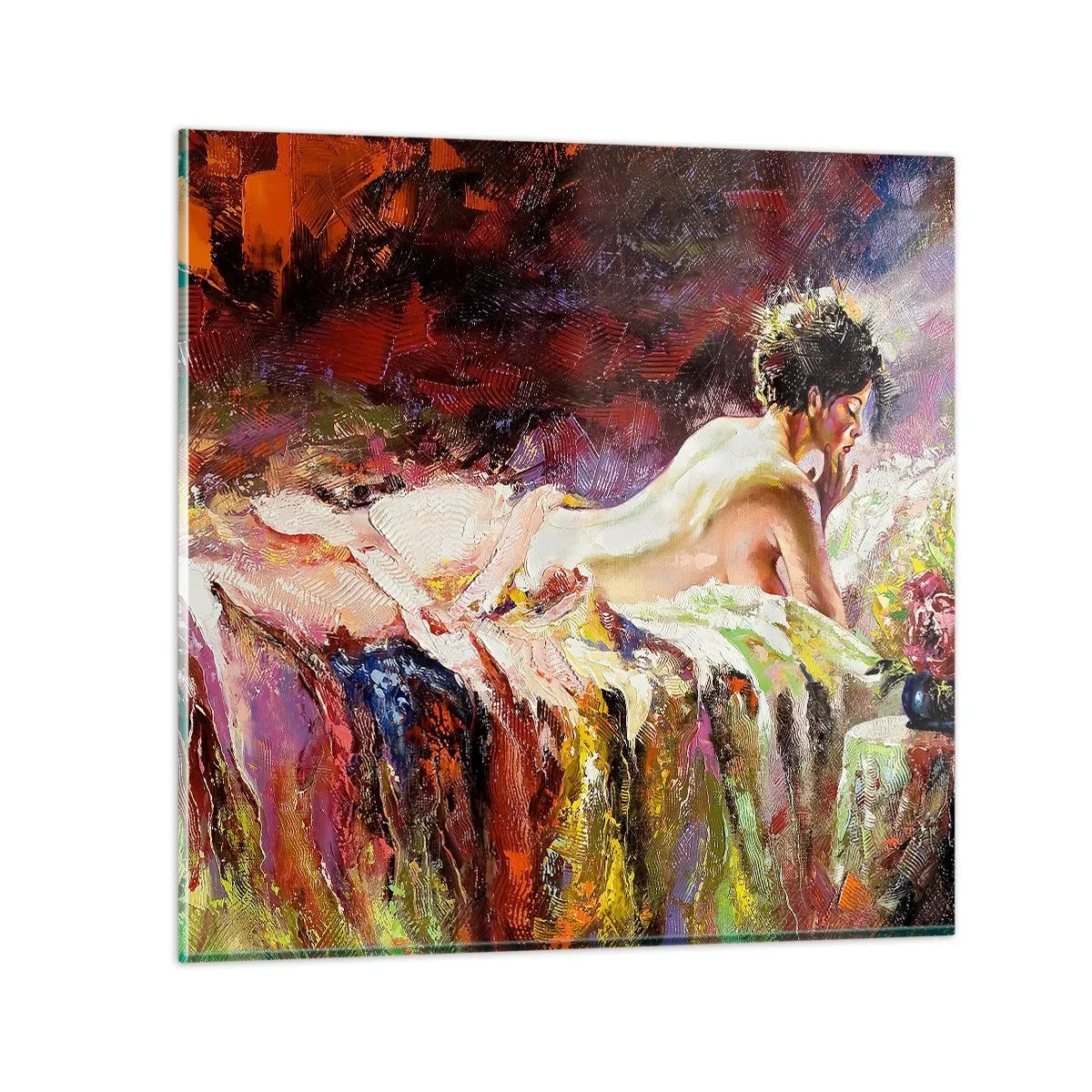 Billede på glas - Eftertænksom Venus - 30x30 cm