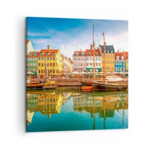 Lærredstryk - Billede på lærred - Over vand så glat som et spejl - 50x50 cm