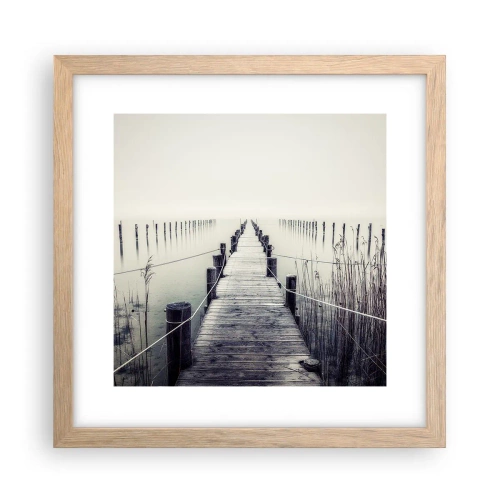 Plakat i ramme af lyst egetræ - Fordyb dig i fred - 30x30 cm