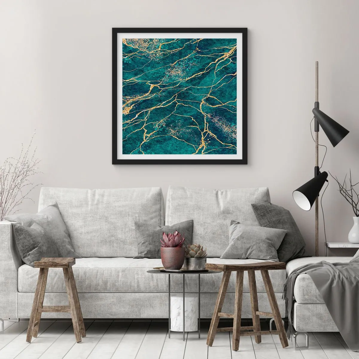 Plakat i sort ramme - Guldåre - 60x60 cm