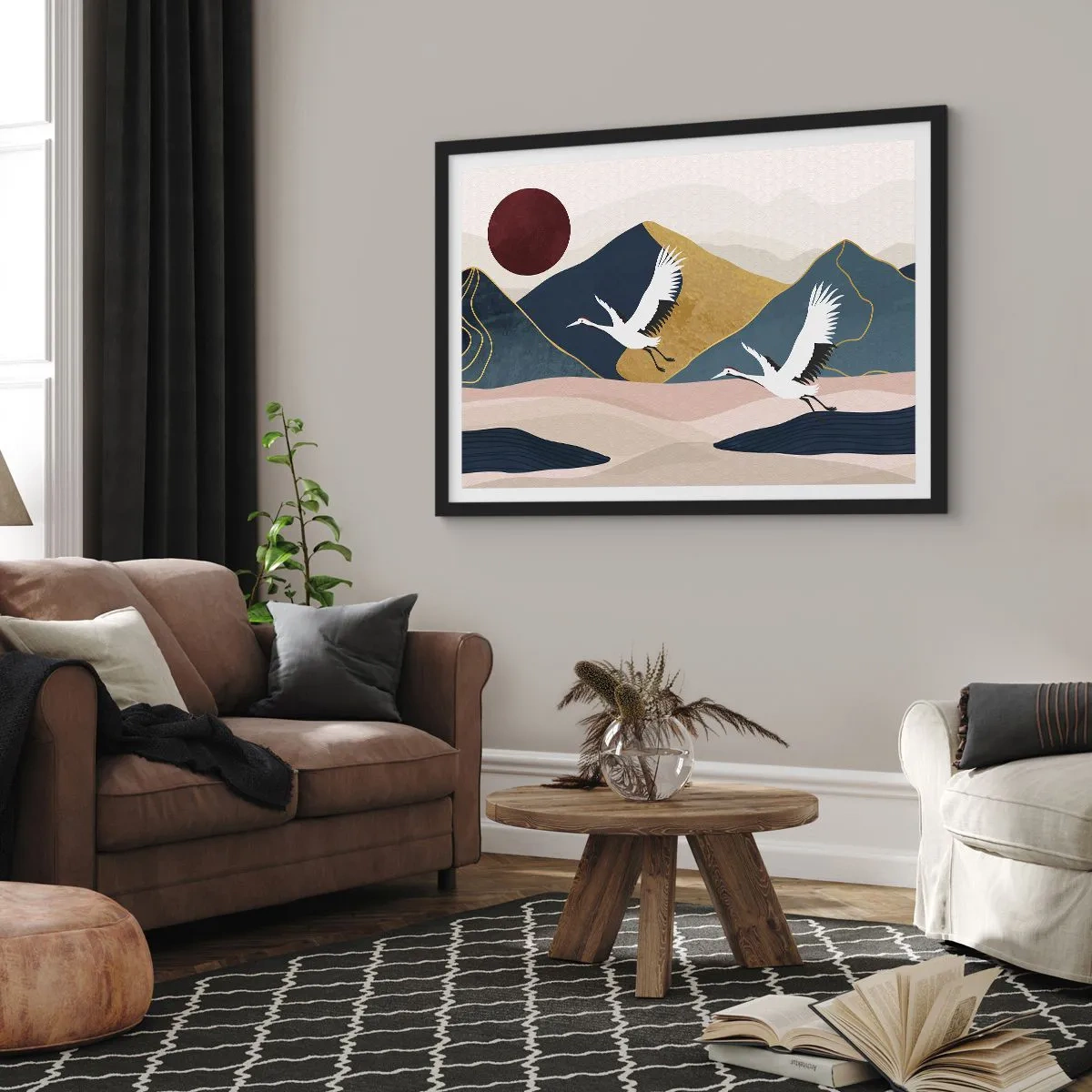 Plakat i sort ramme - Og dagen er igen FLØJET af sted - 50x40 cm