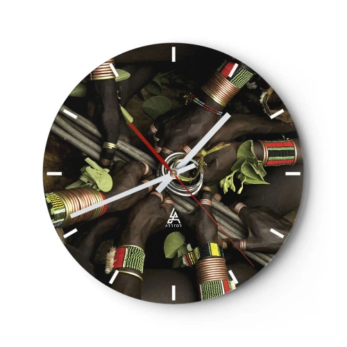 Vægur, Uret - Traditionelle stammearmbånd og symboler - 30x30cm - Vi er sammen - Moderne vægdekoration til stue, køkken og soveværelse ARTTOR