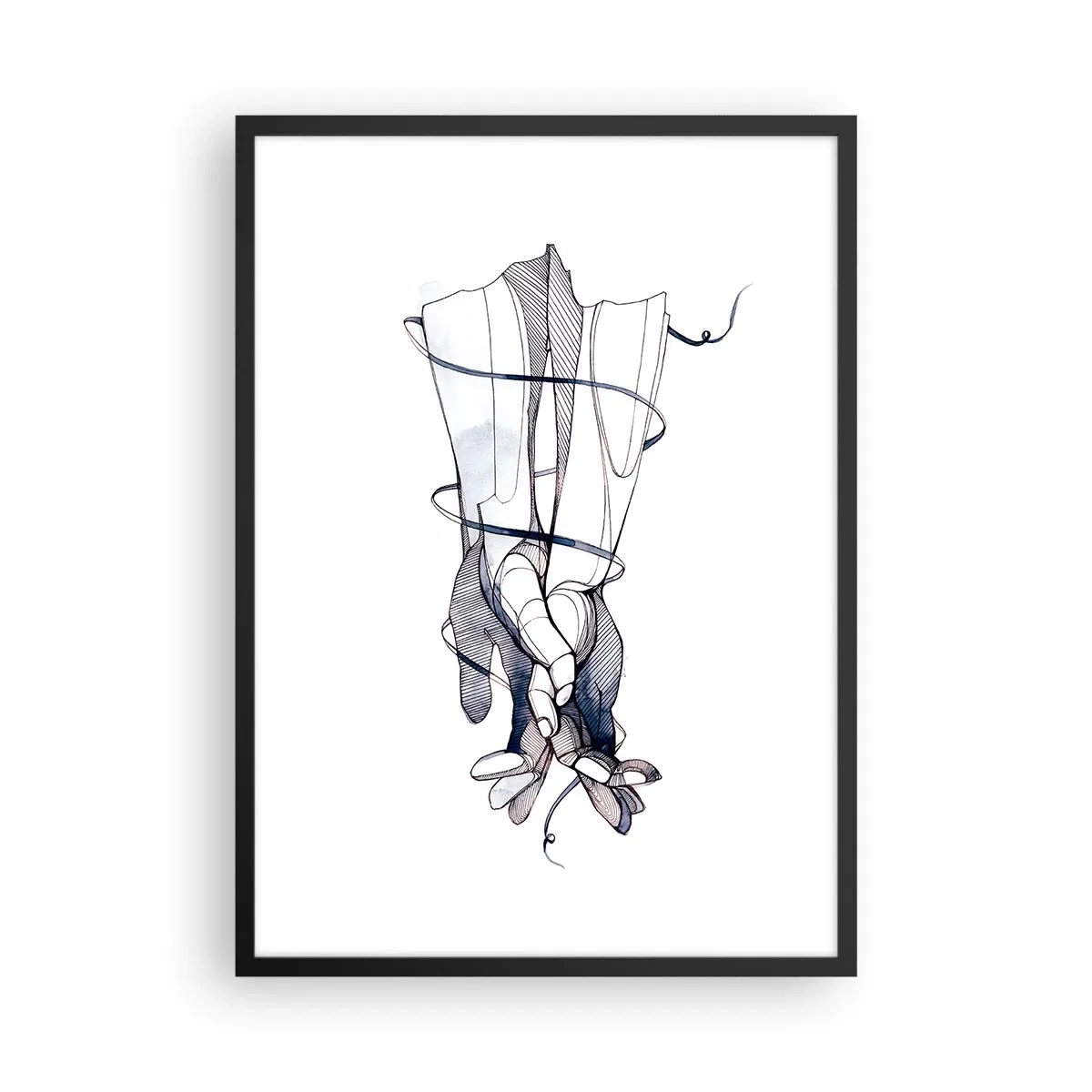 Plakat i sort ramme - Kunstneriske hænder med fine blomster og linjer - 50x70cm - En undersøgelse af berøring - Moderne vægdekoration til stue og soveværelse ARTTOR