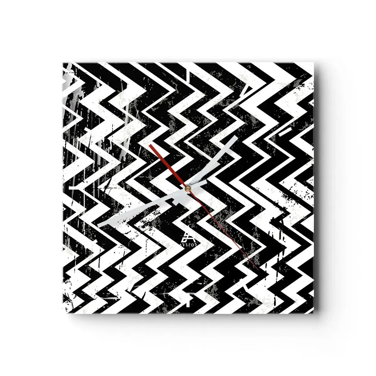 Vægur, Uret - Zig-hvid, zag-sort - 40x40 cm