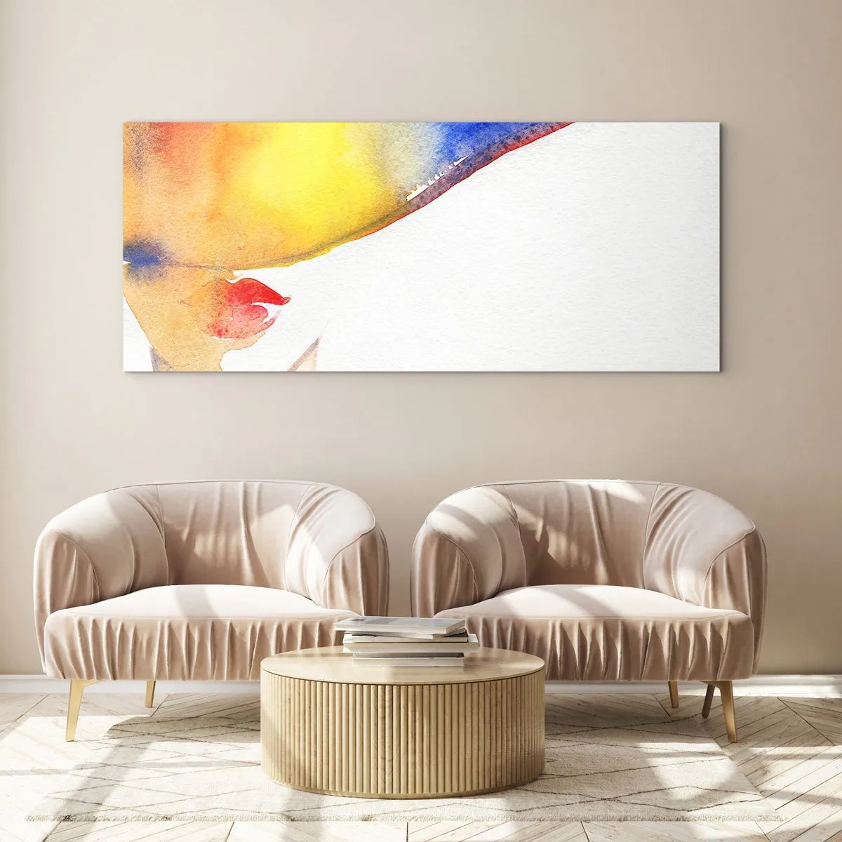 Billede på glas - Portræt af en dame    - 140x50 cm