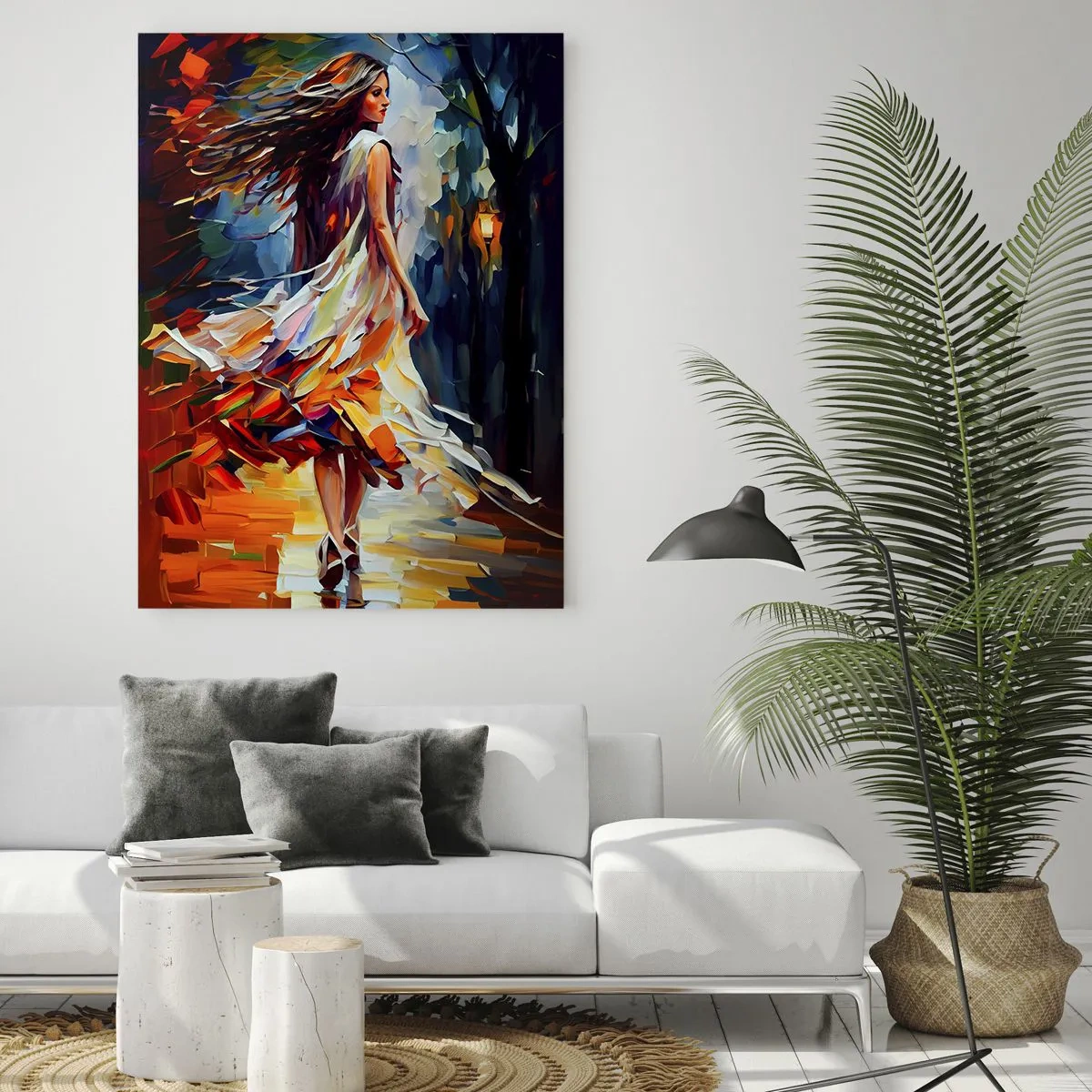 Billede på glas - Efterårspige - 70x100 cm