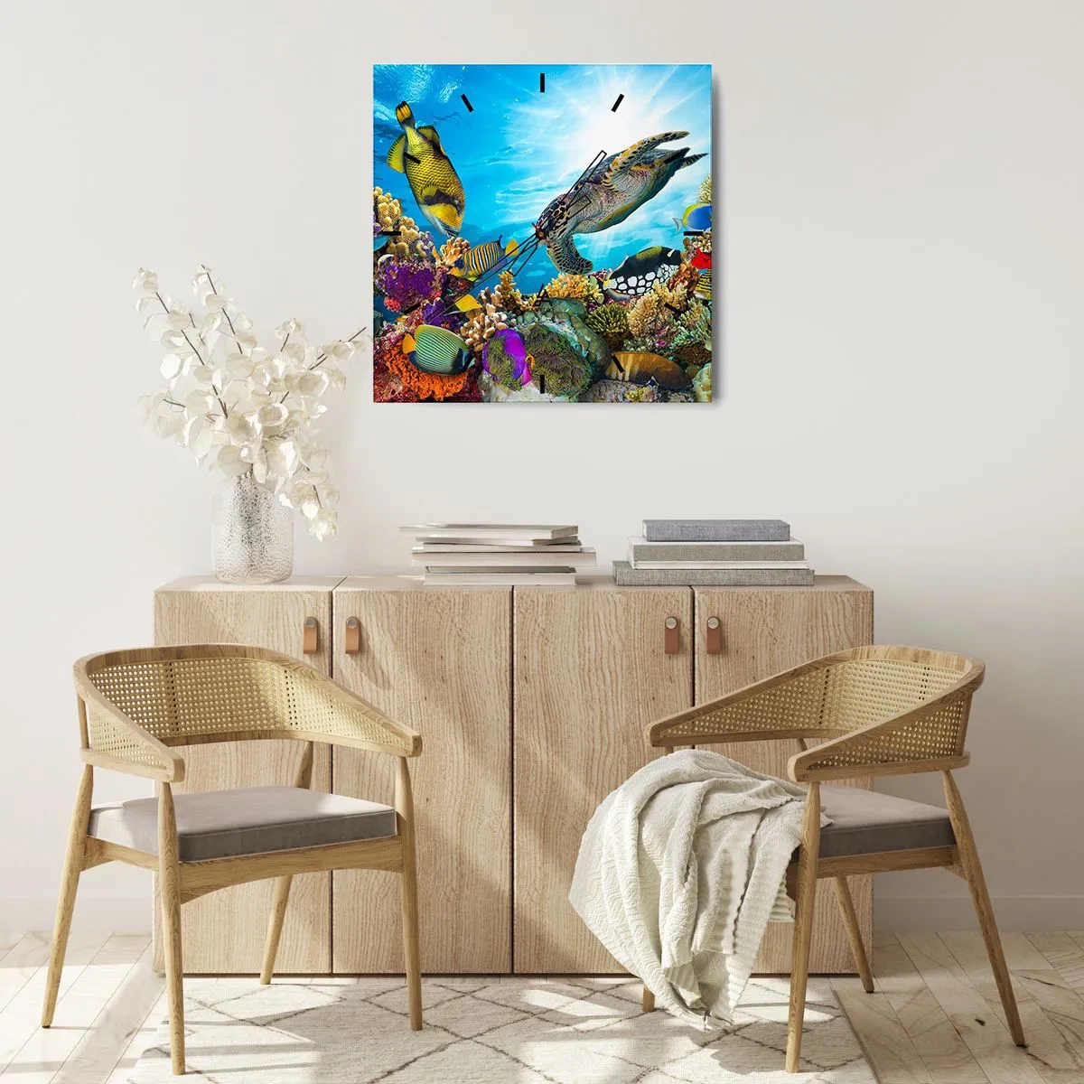 Vægur, Uret - Koralpromenade - 30x30 cm