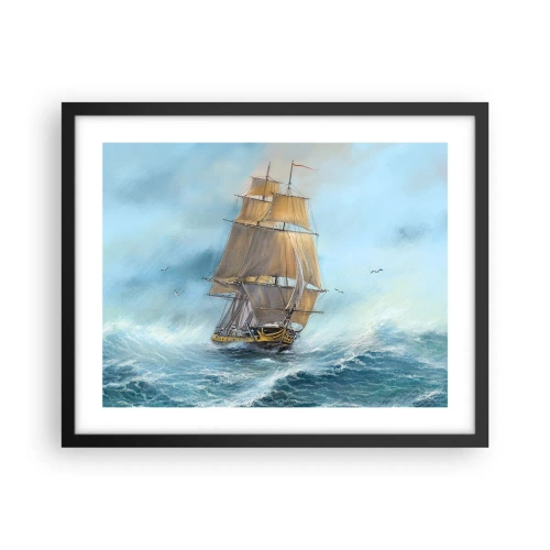 Plakat i sort ramme - Bølgende gennem bølgerne - 50x40 cm