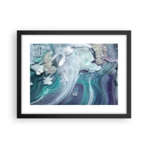 Plakat i sort ramme - Strømme af blå - 40x30 cm