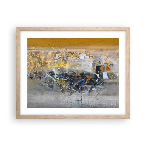 Plakat i ramme af lyst egetræ - Alt vil falde på plads - 50x40 cm