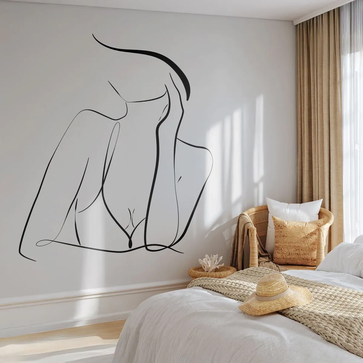 Fototapet Premium Sand - På bølgen af en drøm - Kvinde, Grafik, Stykke - 100x70 cm