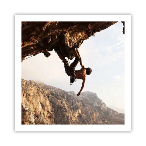 Plakat - Verden skrumpede ind i en håndfuld på en klippeskrænt - 60x60 cm