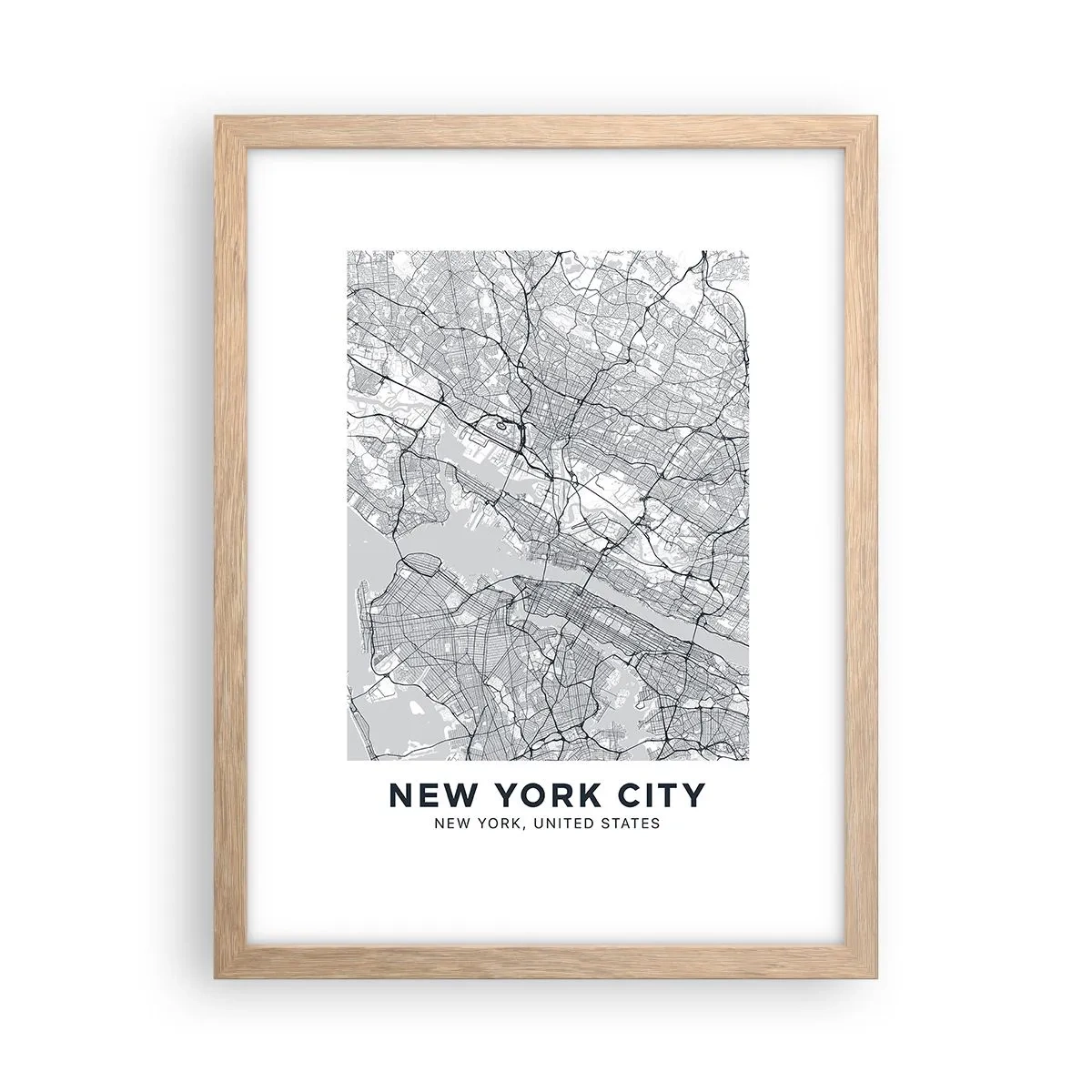 Plakat i ramme af lyst egetræ - Anatomi af en storby - 30x40 cm