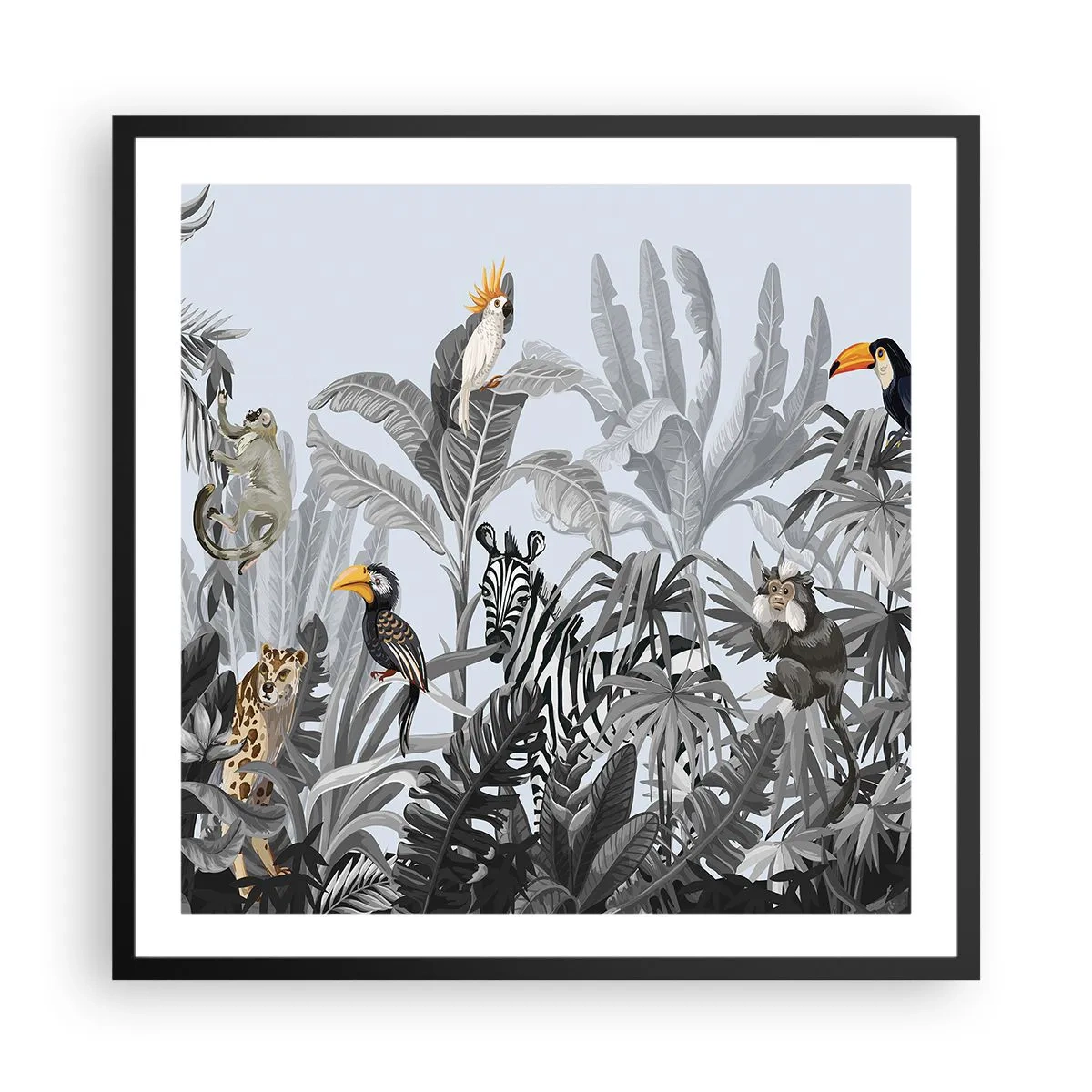 Plakat i sort ramme - En afrikansk fabel - 60x60 cm