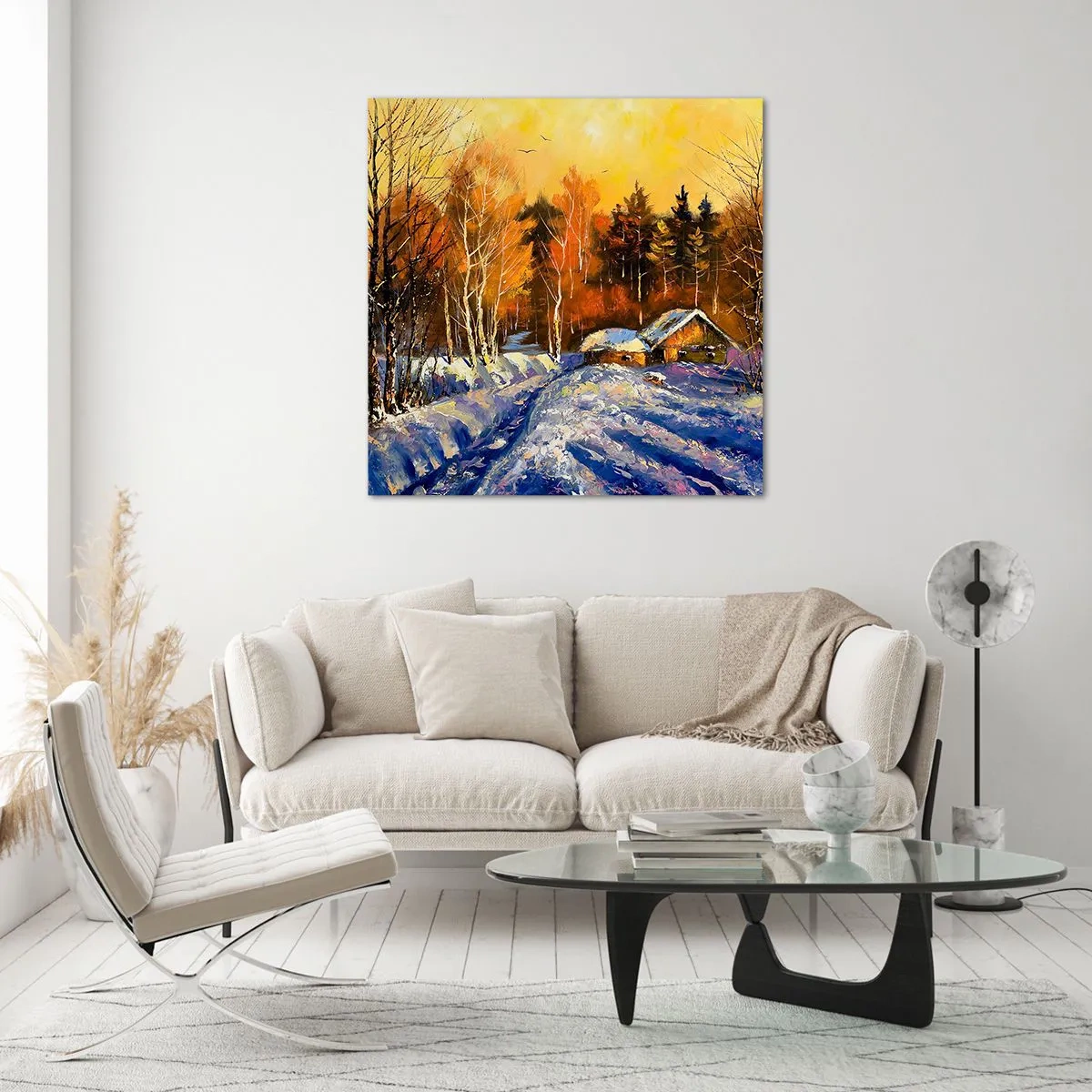 Billede på glas - Vinterindtryk i solen - 50x50 cm