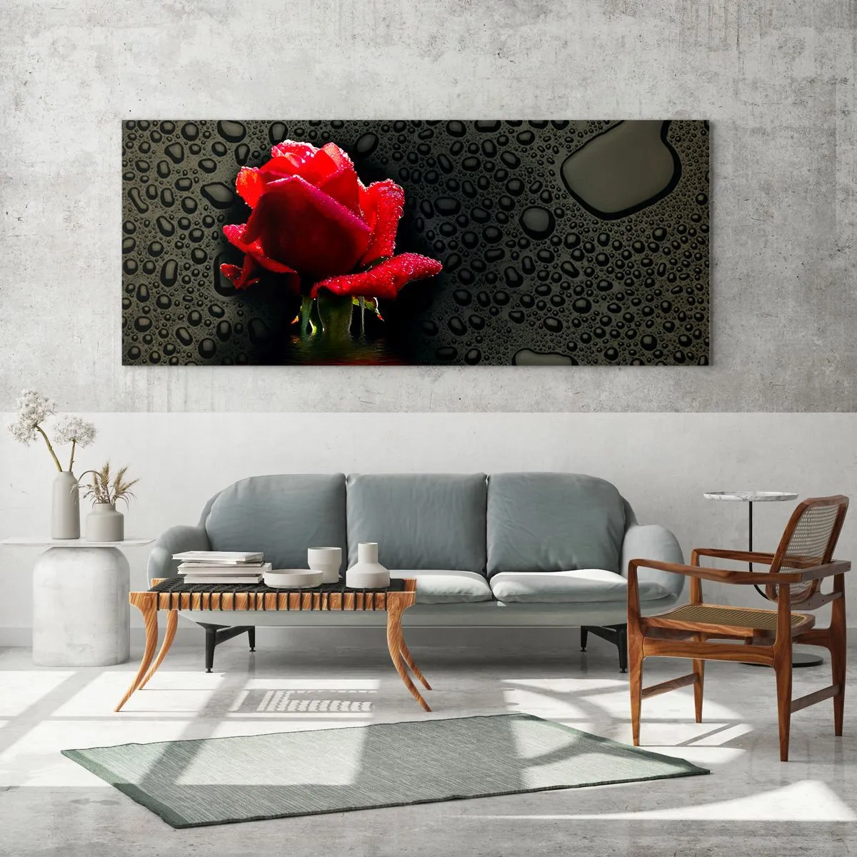 Billede på glas - Rød og sort - 90x30 cm