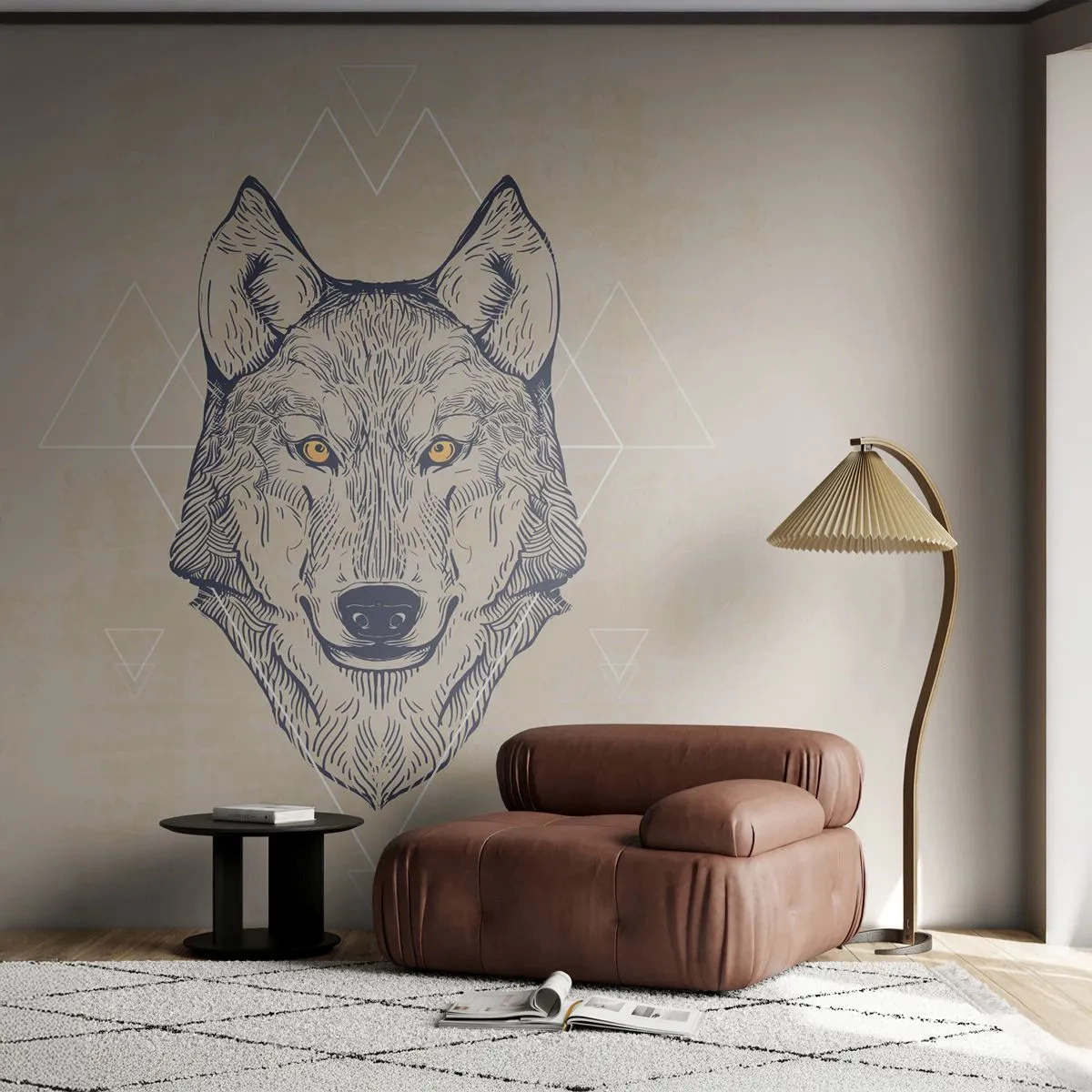 Fototapet Premium Sand - En alfa med et gennemtrængende blik - Dyr, Hund, Huskies - 300x210 cm