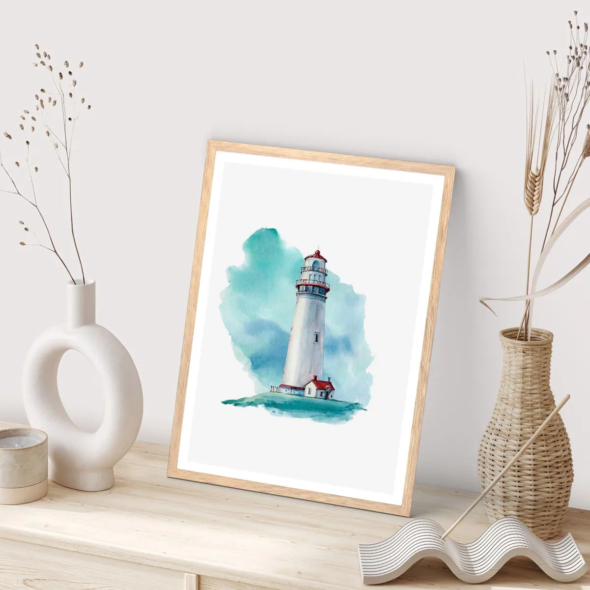 Plakat i ramme af lyst egetræ - Det blås blide søster - 30x40 cm