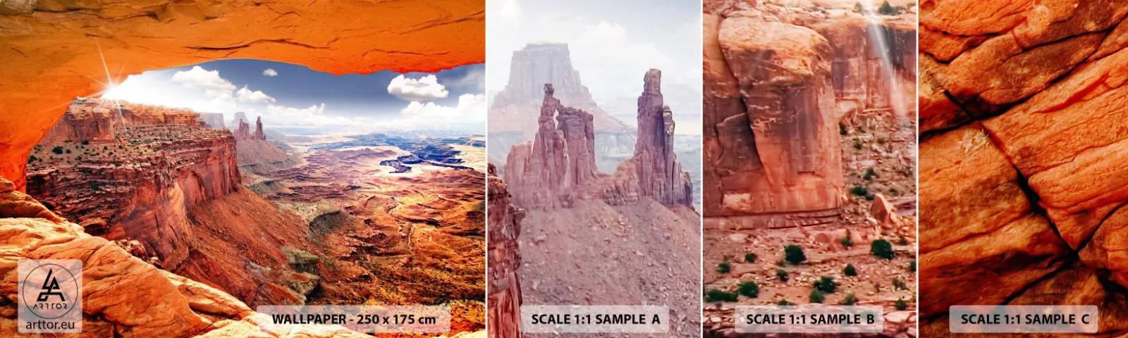 Prøve Fototapet Selvklæbende Deluxe Sticker - Udskåret af naturen selv - Landskab, Arizona National Park, Grand Canyon - 100x30 cm