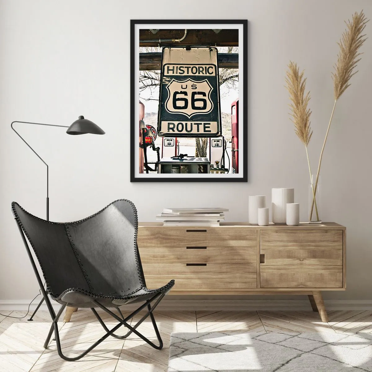 Plakat i sort ramme - En retro-amerikansk rejse - 40x50 cm