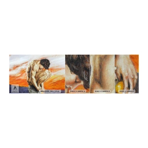 Prøve Fototapet Premium Sand - Sænket i sig selv - Legeme, Mand, Statue - 100x30 cm