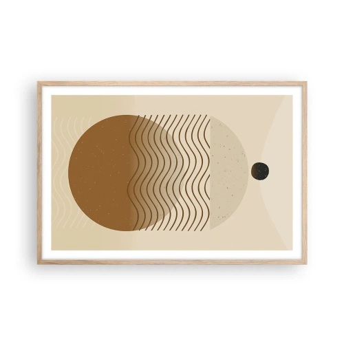 Plakat i ramme af lyst egetræ - Om geometriske figurers oprindelse - 91x61 cm