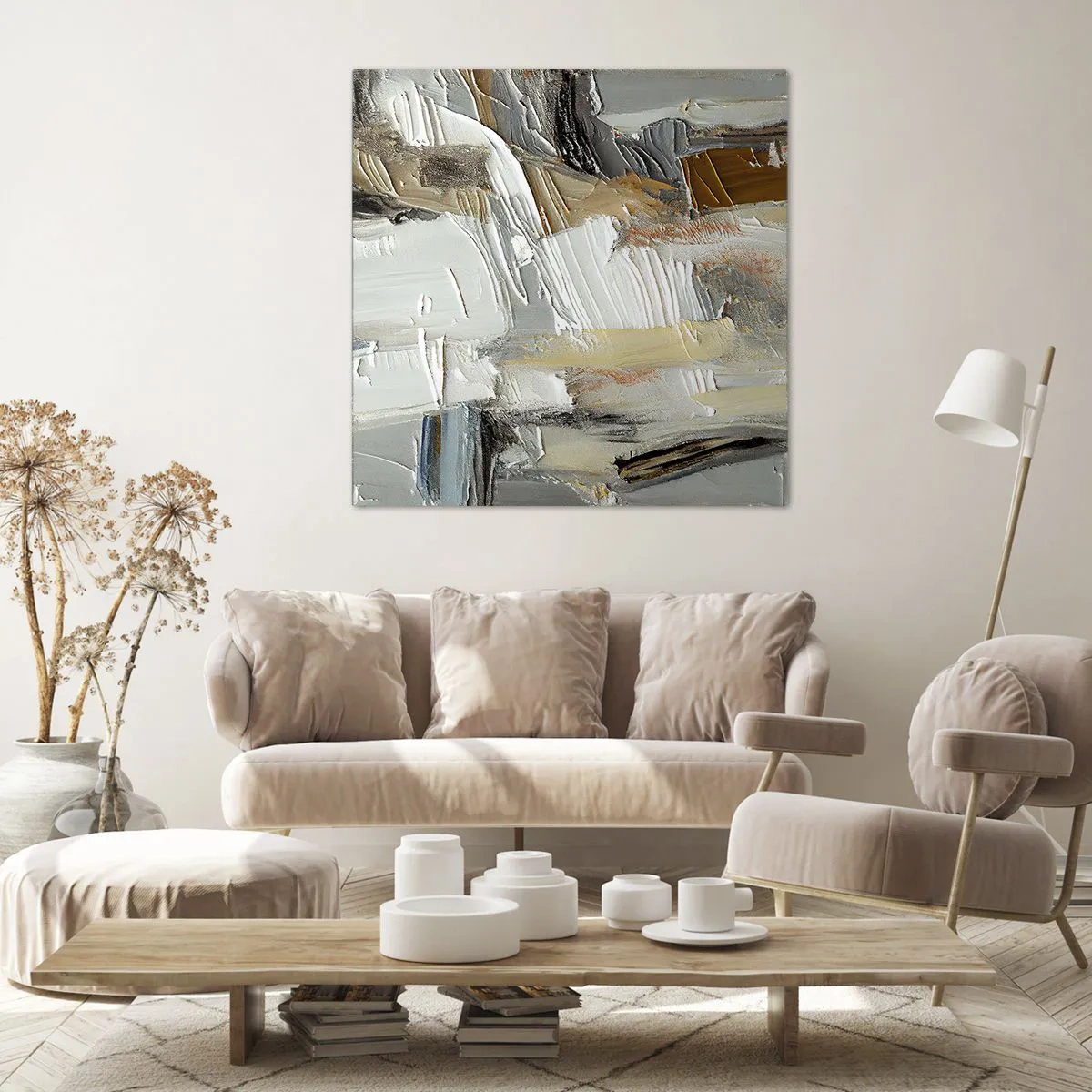 Lærredstryk - Billede på lærred - Farverige lagdelinger - 50x50 cm