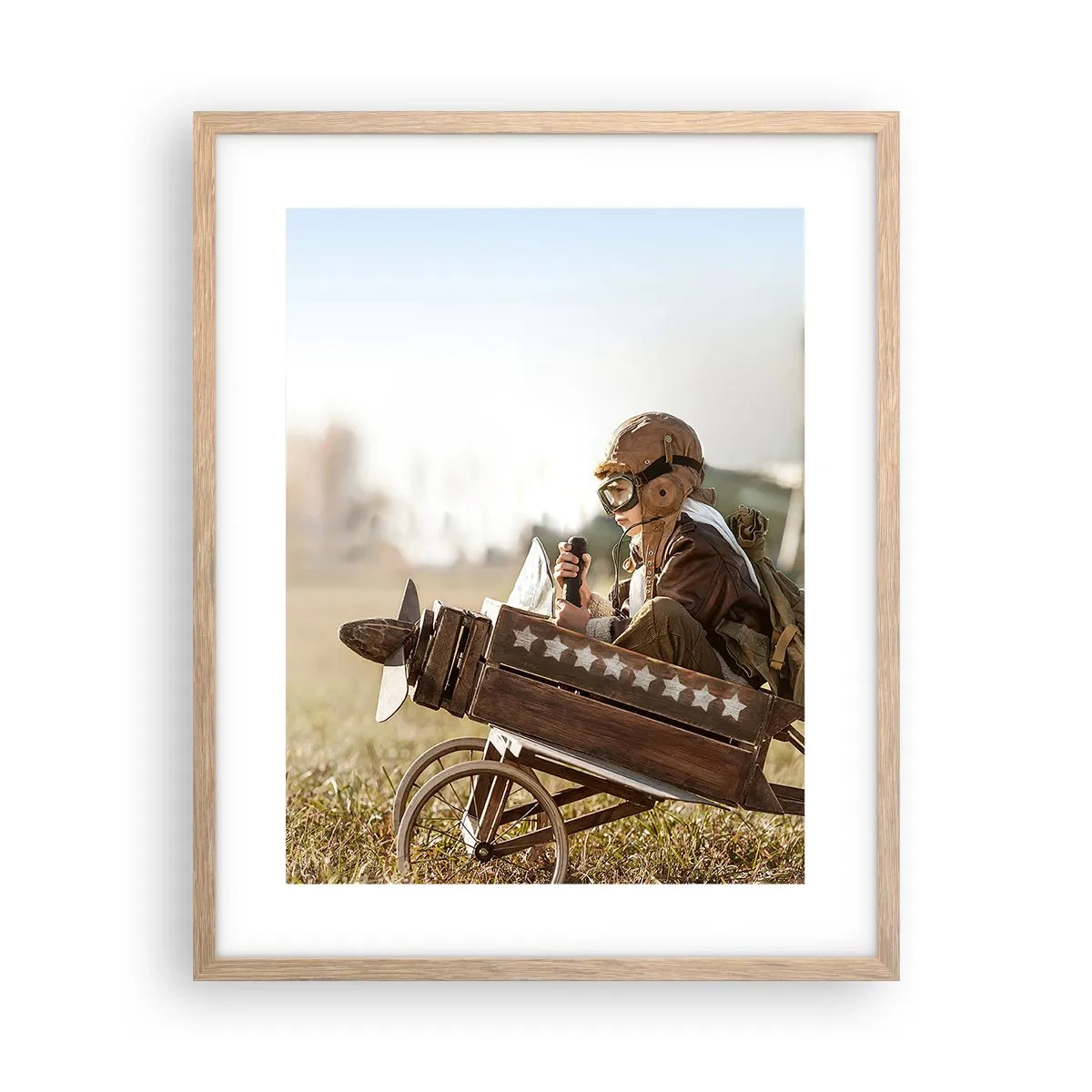 Plakat i ramme af lyst egetræ - Start mod drømmen - 40x50 cm