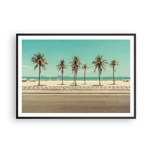 Plakat i sort ramme - På stranden - 100x70 cm