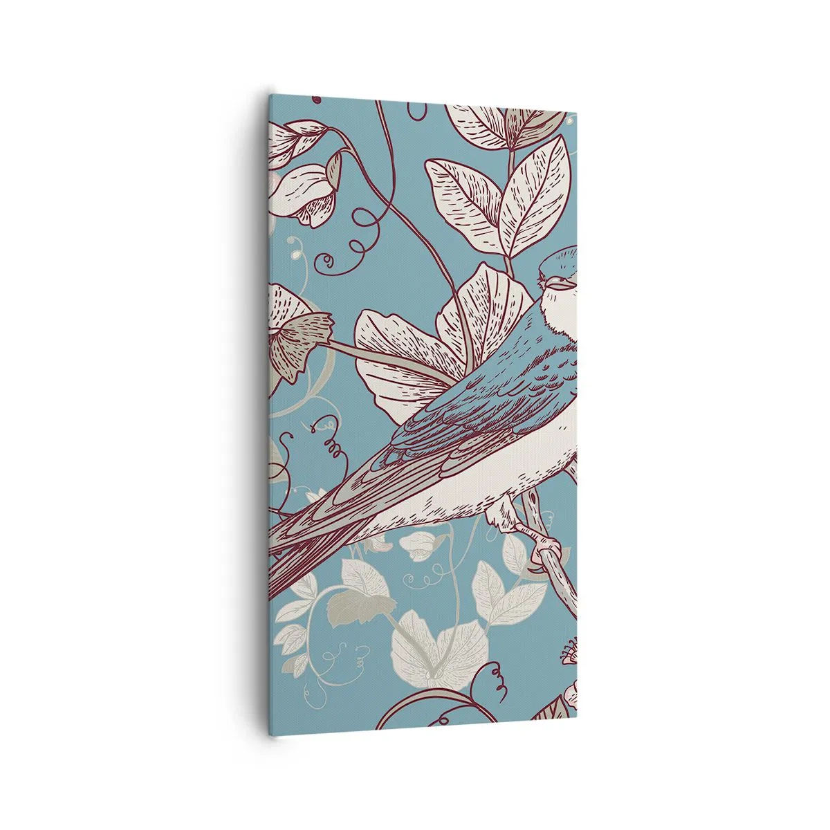 Lærredstryk - Billede på lærred - I de hvide skove kvidrende og sølvfarvede - 65x120 cm