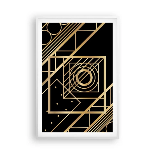 Plakat i hvid ramme - Gylden geometri - 61x91 cm